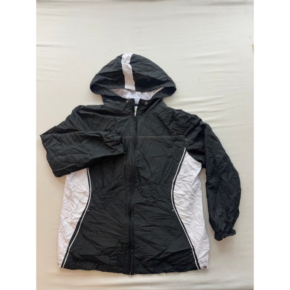 Fuda International Other - Fuda International Windbreaker Jacket Black White Full Zip Hooded Mens Large